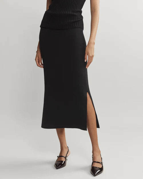 Rhone - Porto Merino Blend Sweater Skirt in Black