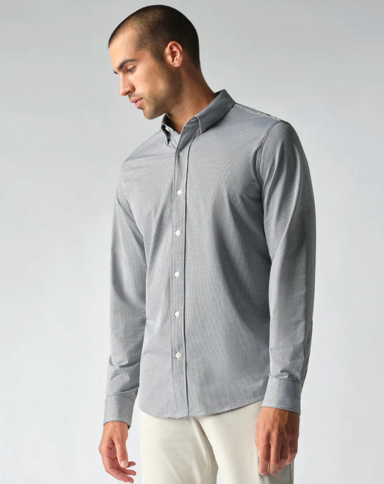 Rhone - Men's Commuter Shirt - Slim Fit in Gray Flannel Stripe