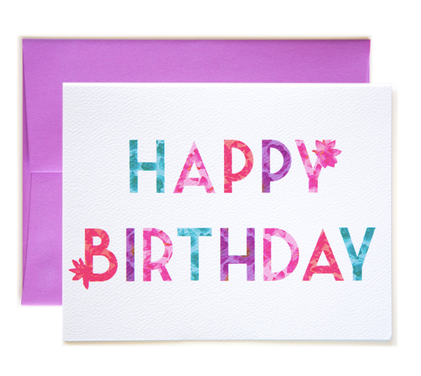 Floral Letters Happy Birthday Card