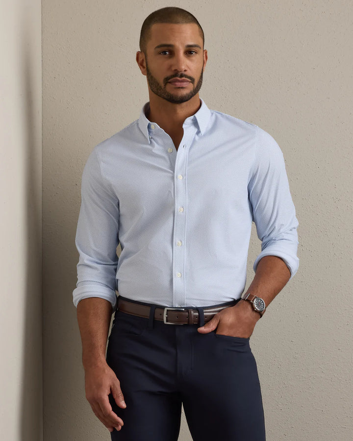 Rhone - Commuter® Shirt - Classic Fit Light Blue Wave Geo