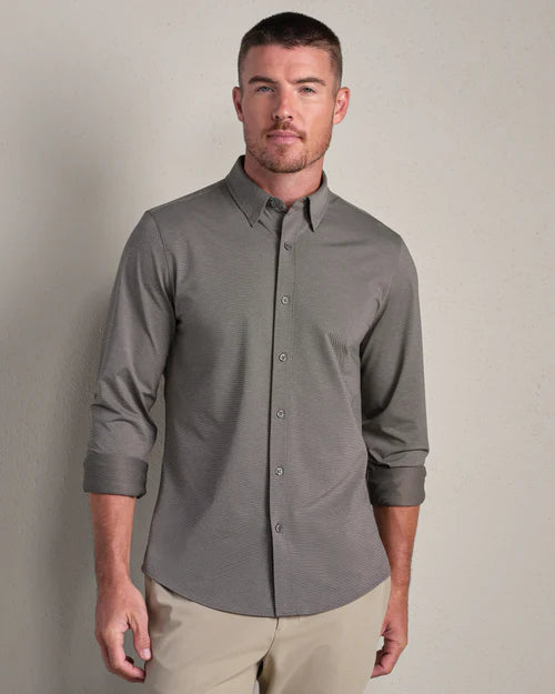 Rhone - Men's Commuter Shirt - Slim Fit-Cafe Noir Heather Oxford