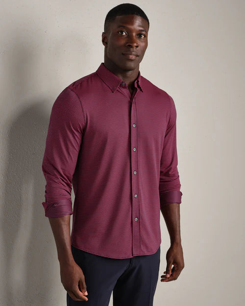 Rhone - Men's Commuter Shirt - Slim Fit-Navy/Red Sharkstooth