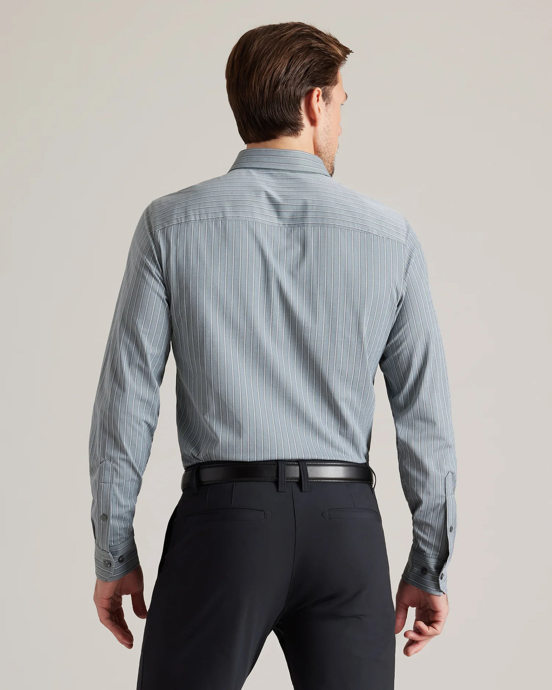 Rhone - Men's Commuter Shirt - Slim Fit in Pine Wide Stripe