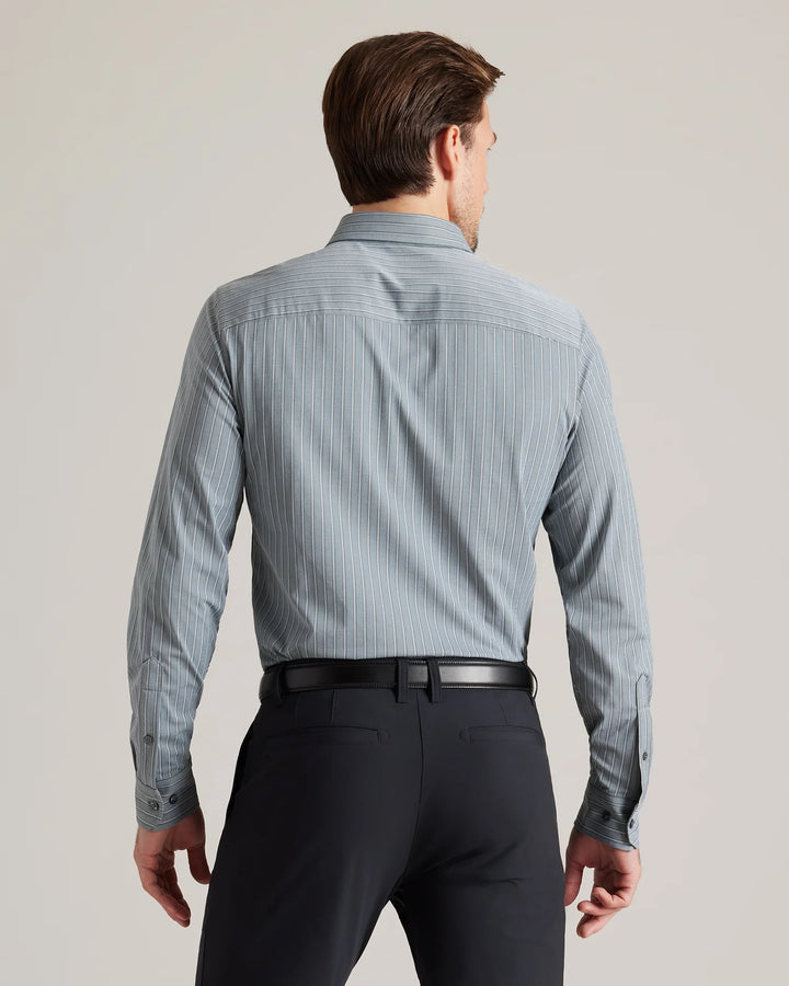 Rhone - Men's Commuter Shirt - Slim Fit in Pine Wide Stripe