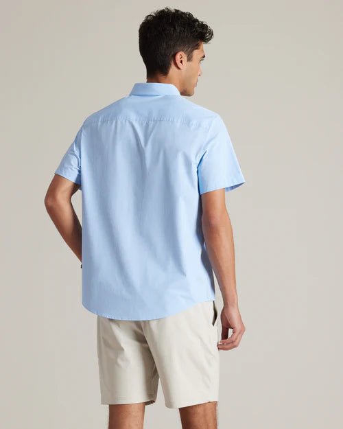 Rhone - Commuter Short Sleeve Shirt-Blue Mini Windowpane