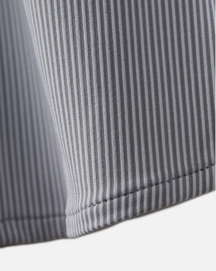 Commuter Shirt - Slim Fit in Silver / White Stripe w/ Black Buttons
