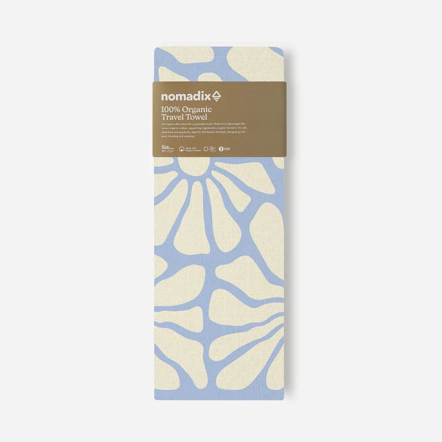 Nomadix - Organic Cotton Travel Towel: Lazy Daisy Coastal Blue