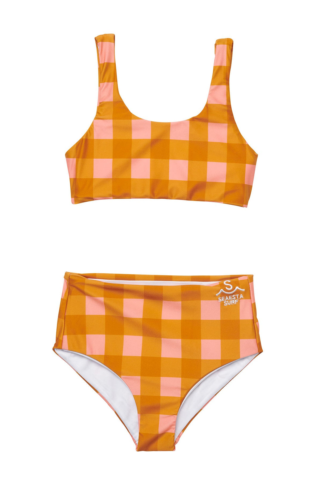 Seaside Gingham/ Two Piece Swimsuit in Rust Orange