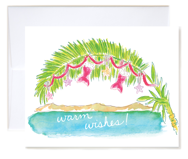 Violet Flamingos Warm Wishes Card