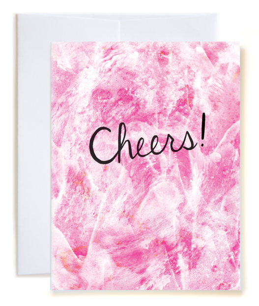 Violet Flamingos Wave Cheers Pink Card